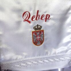 Peškir za devera - saten sa grbom Srbije
