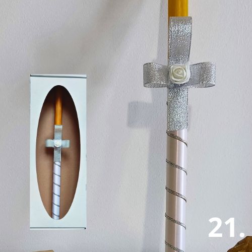 Sveća za krštenje - srebrna dekoracija- model 21