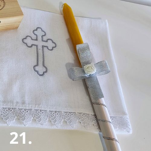 Sveća za krštenje - srebrna dekoracija br. 21 - Slika 2
