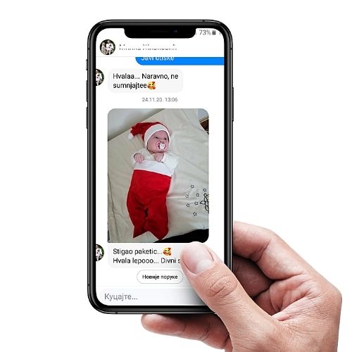 Beba u Deda Mraz odelu - slika i poruka zadovoljne mušterije