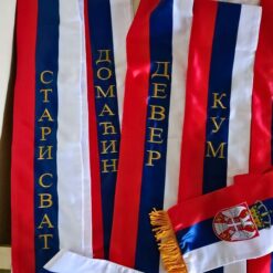 Trobojka za svadbu - lenta sa grbom i vezom titule na grudima