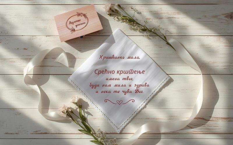 Personalizovana maramica - čestitka za krštenje