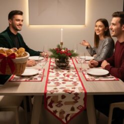 Praznični raner za sto u kompletu sa podmetačima